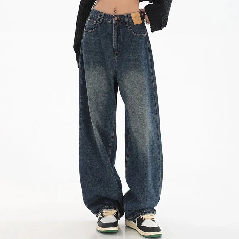 Woman High Waist Slim Fit Wide Leg Jeans