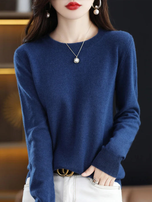 Fashion 100% Merino Wool Sweater Elegant Cashmere P