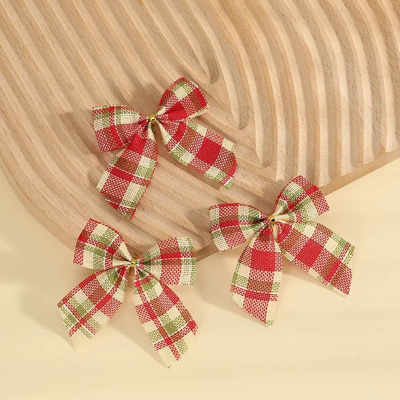 24/5pcs Christmas Bows Christmas Ornaments Gold Red Bows Christmas Tree Ornaments 2025 New Year Decorations Mini Bows Gift Wrap