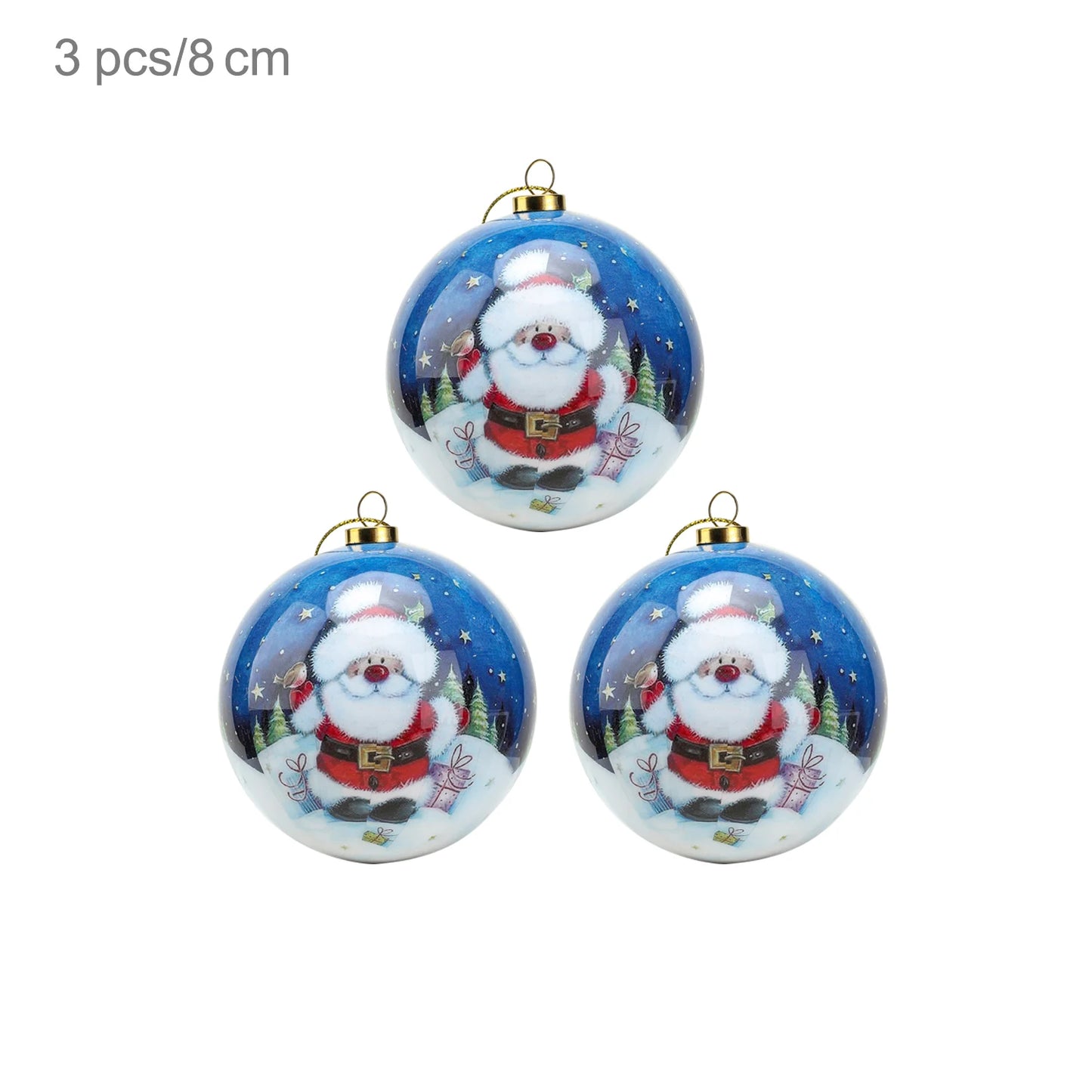 3pcs 8cm Christmas Balls Original Gifts Christmas Decoration 2024 Christmas Tree Decorations Gift Decoration Pendants Baubles