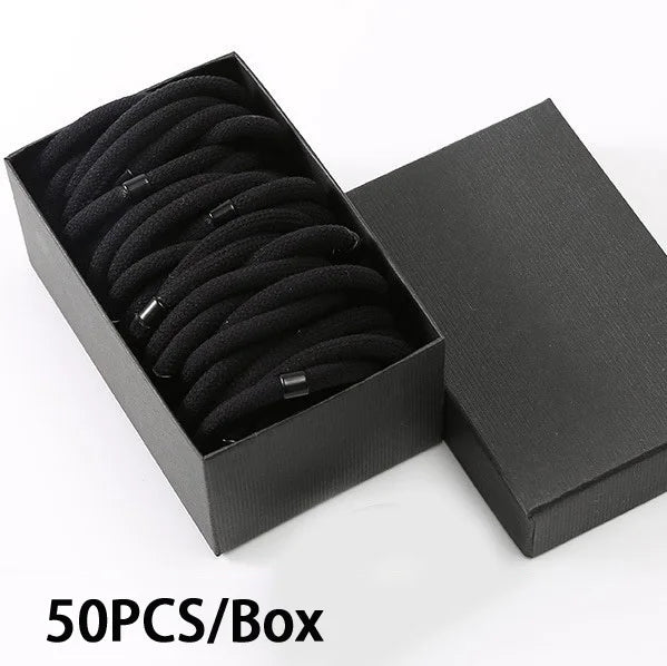 50PCS/Box Mix Colors Nylon 5CM Rubber Bands Women Safe Strong Elastic Hair Bands Ponytail Holder Girl Scrunchy Hair Accessories
