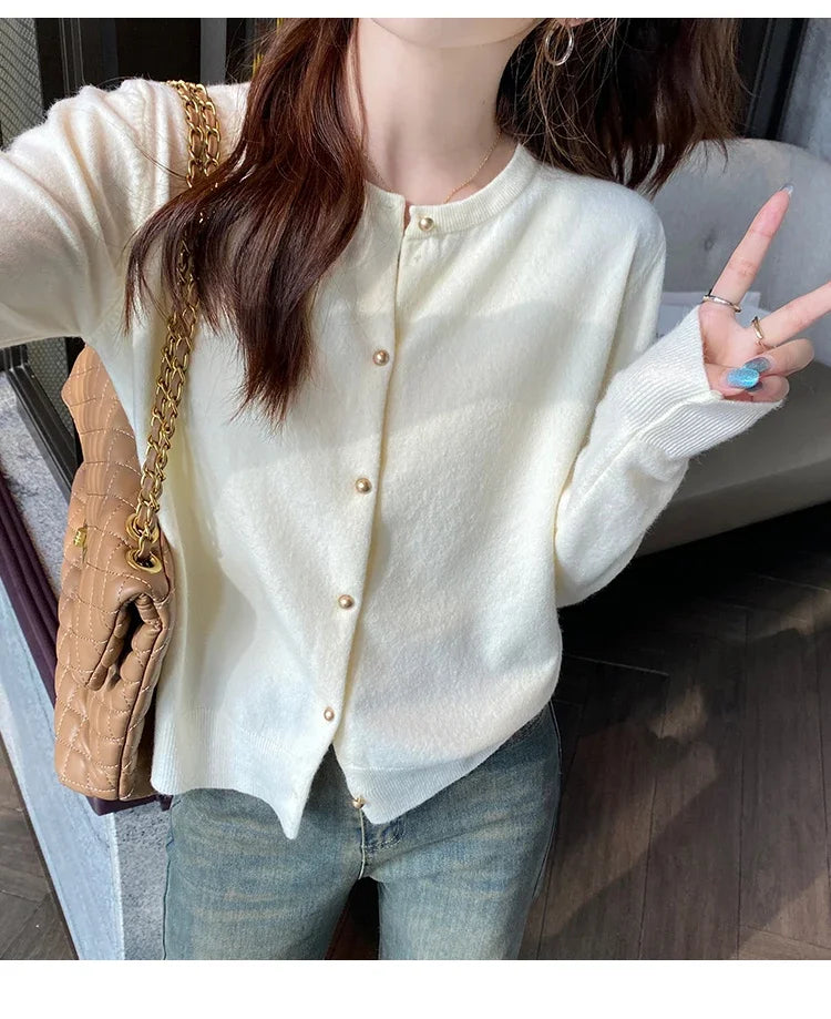 Solid Color Knitted for Women Cardigan