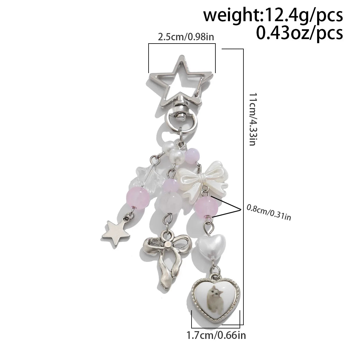 Y2K Fashion Flower Star Love Bow Strawberry Pendant Acrylic Keychain