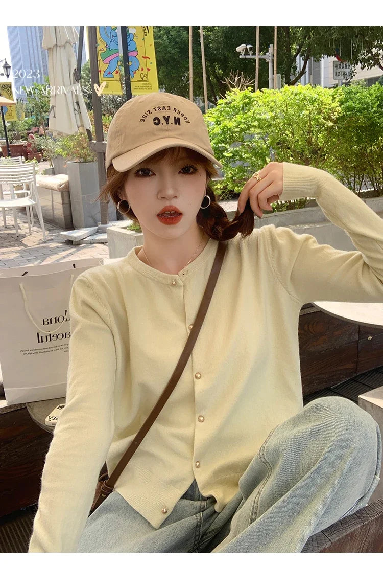 Solid Color Knitted for Women Cardigan