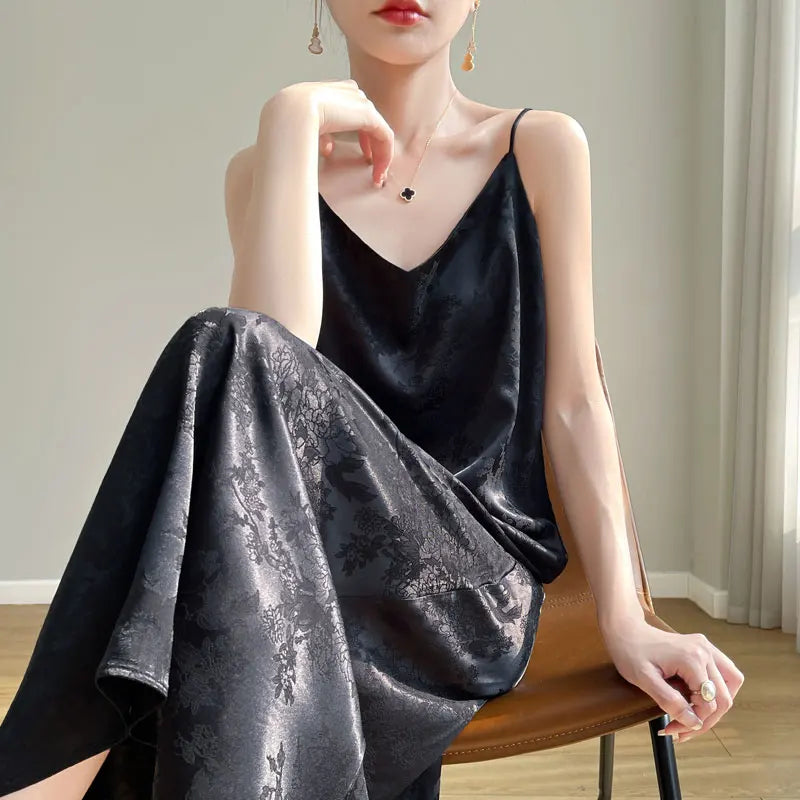 Women's thin summer essential silk material skin-friendly hundred temperament vest dress 2024 new