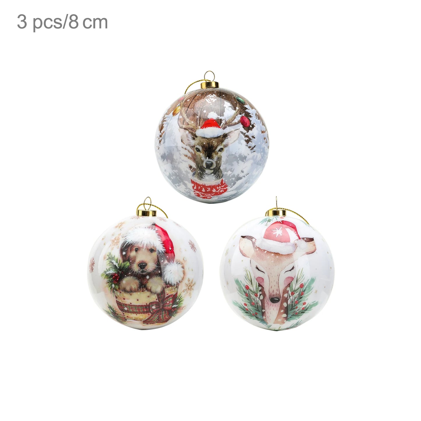 3pcs 8cm Christmas Balls Original Gifts Christmas Decoration 2024 Christmas Tree Decorations Gift Decoration Pendants Baubles