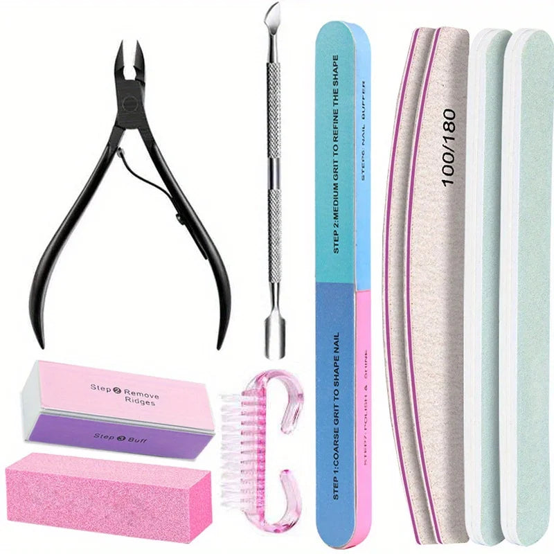 10Pcs/lot Nail Art 100/180 Grit Professional Files