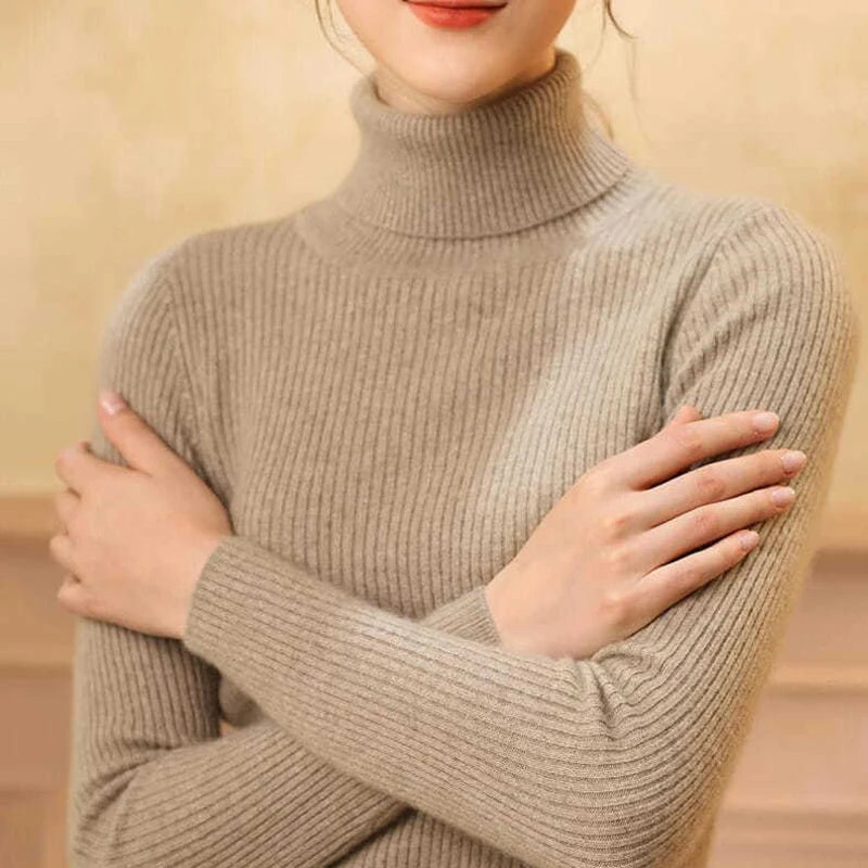 Heliar Women Fall Turtleneck Sweater Knitted Soft Pullovers Cashmere