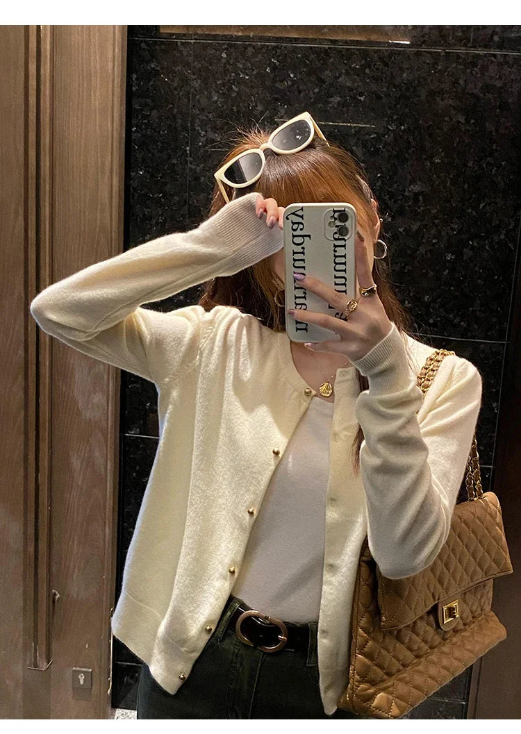 Solid Color Knitted for Women Cardigan