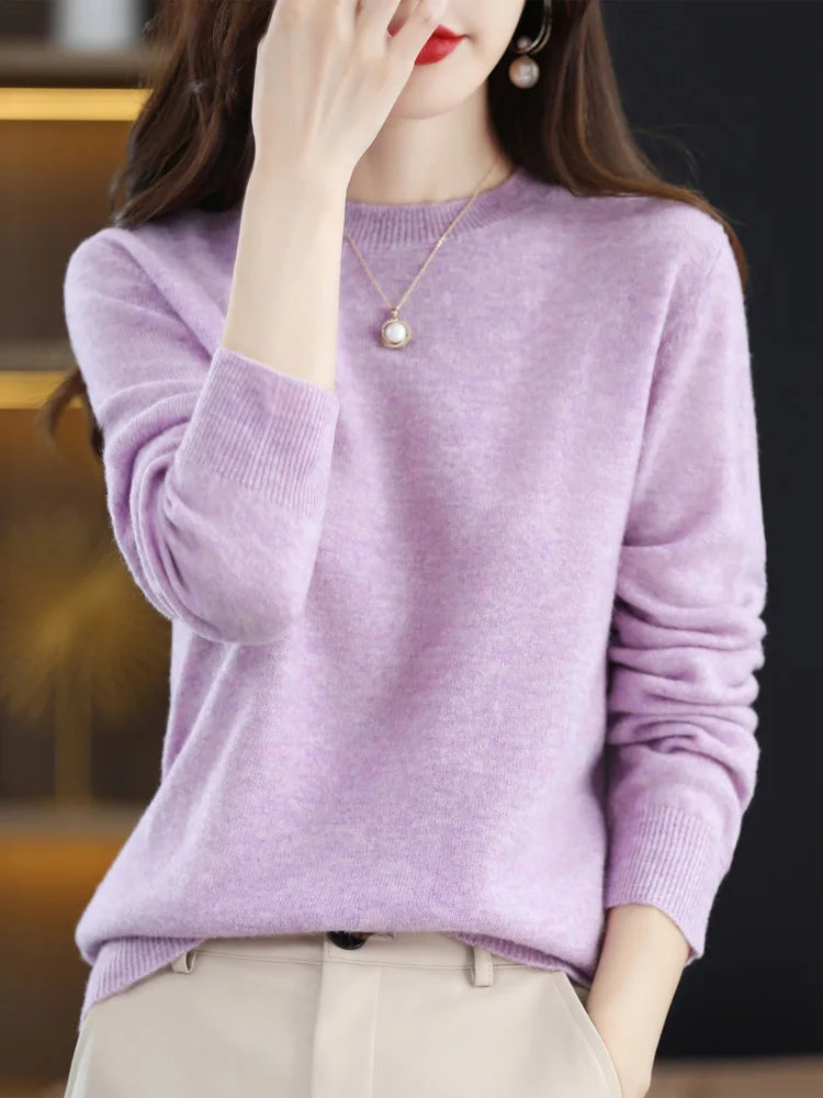 Fashion 100% Merino Wool Sweater Elegant Cashmere P