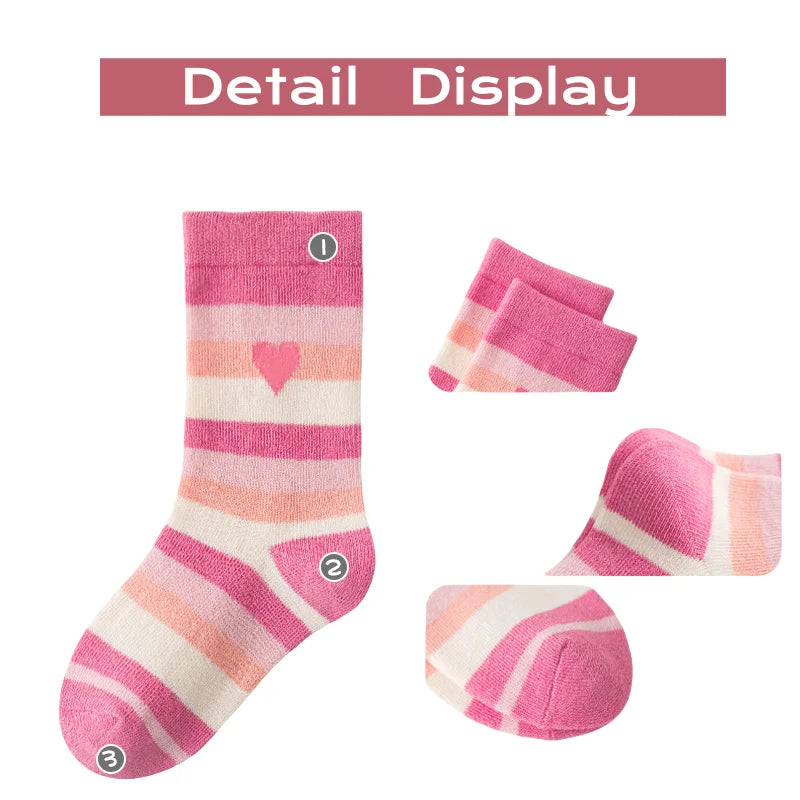 Baby Girls Cotton Socks 5 Pairs Pink Sweet Love Pattern