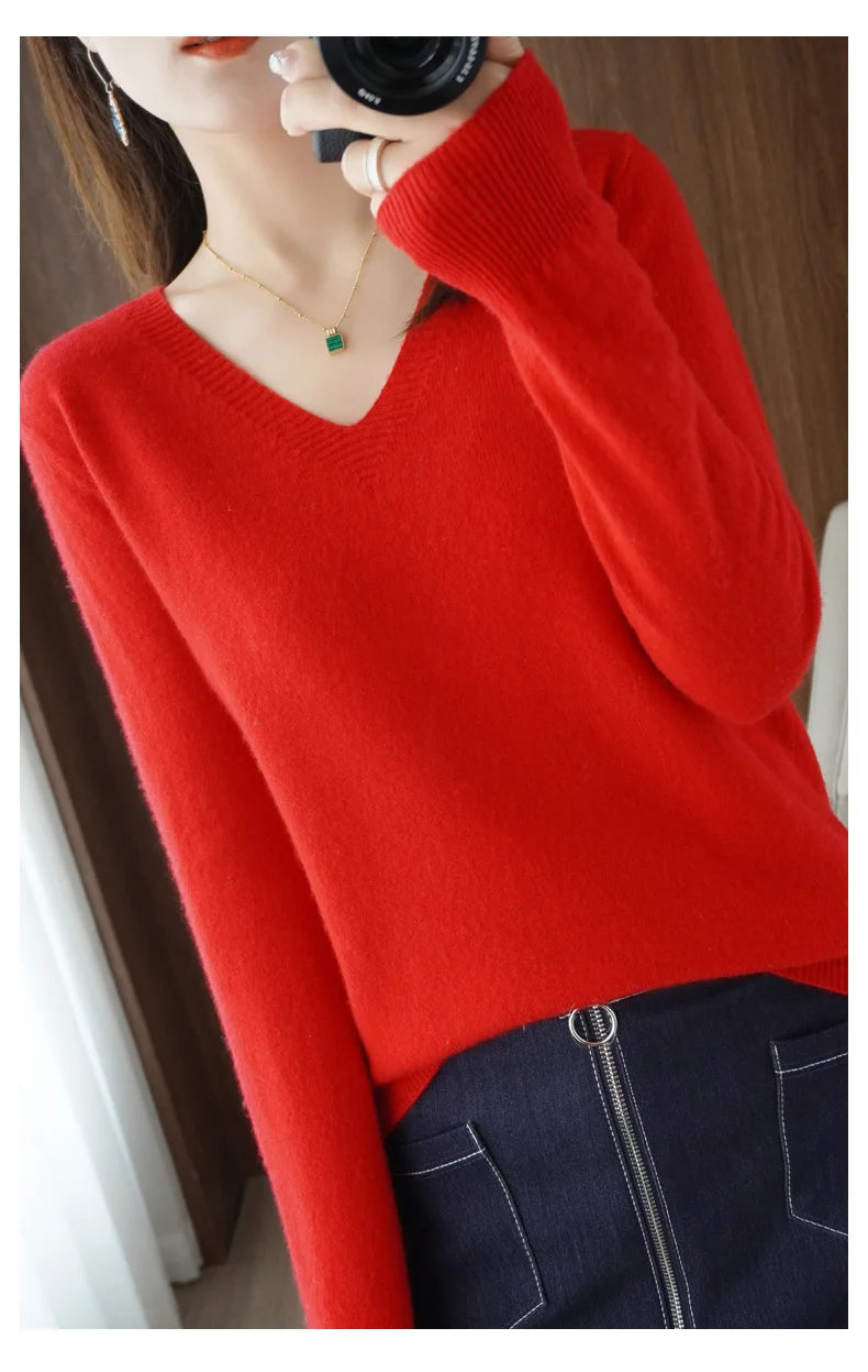 New Cashmere Women's V-neck Pullover