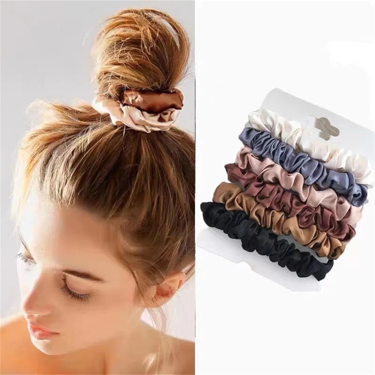 6pcs Satin Hair Scrunchies for Women