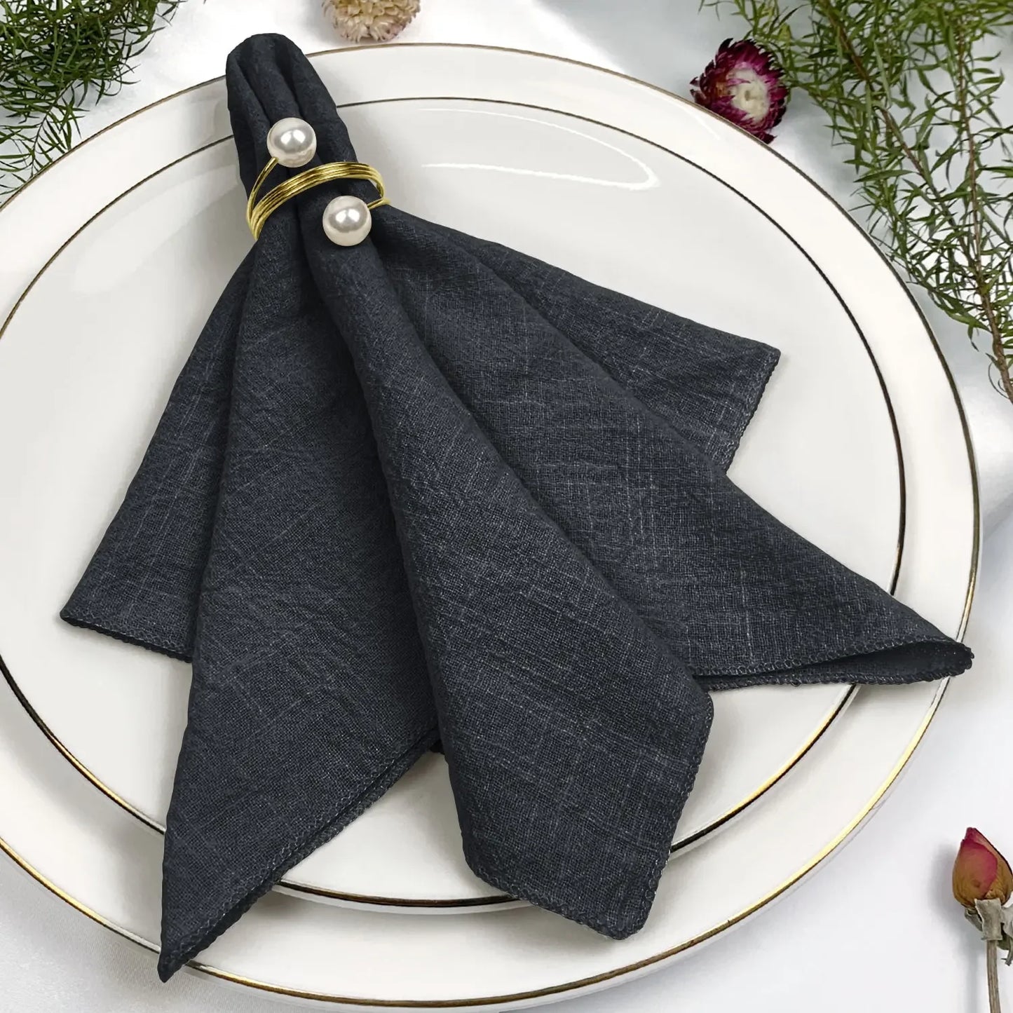 Set of 6 Cotton Cloth Napkins Gauze Sage Green 30x30cm