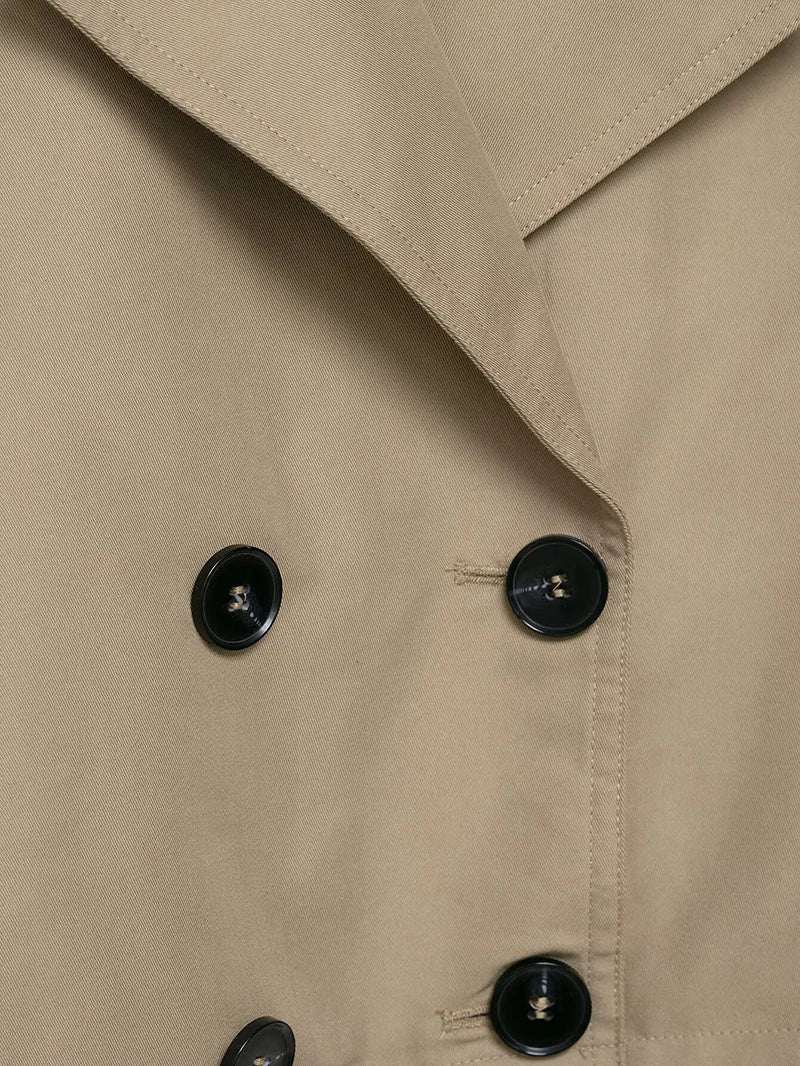 Double Breasted Short Coat Trench Turn-down Collar