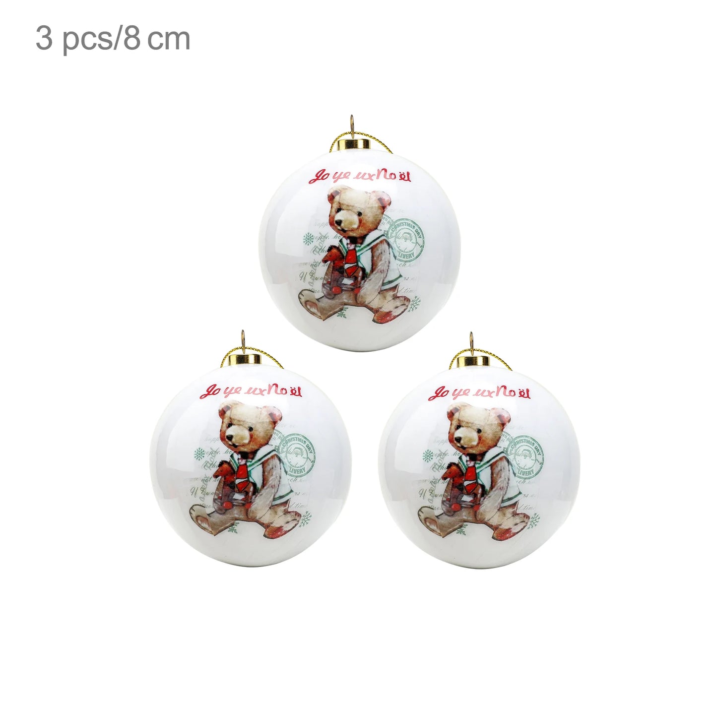 3pcs 8cm Christmas Balls Original Gifts Christmas Decoration 2024 Christmas Tree Decorations Gift Decoration Pendants Baubles