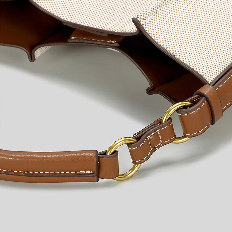 Fashion Panelled Canvas Bucket Bag
