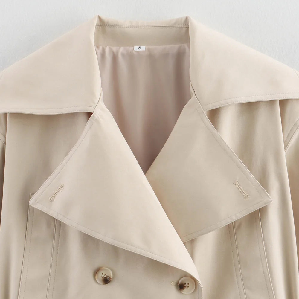 Crop Trench Coat for Women Fashion Belt