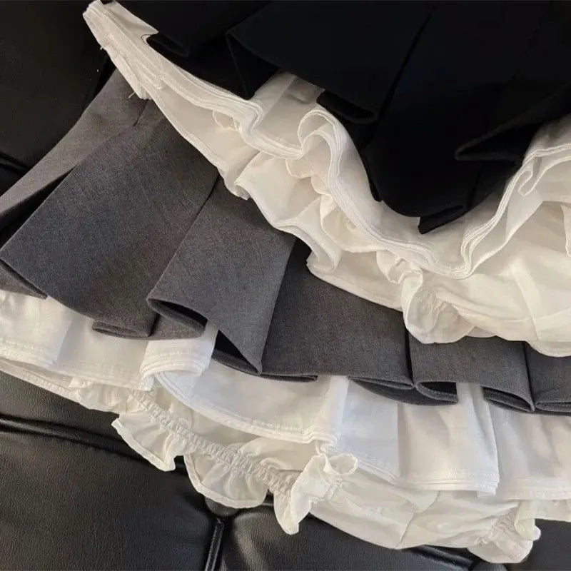 Ruffles Black Mini Skirt Women
