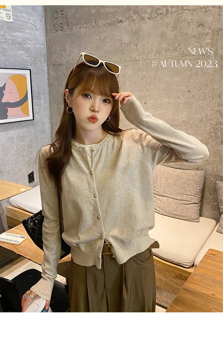 Solid Color Knitted for Women Cardigan