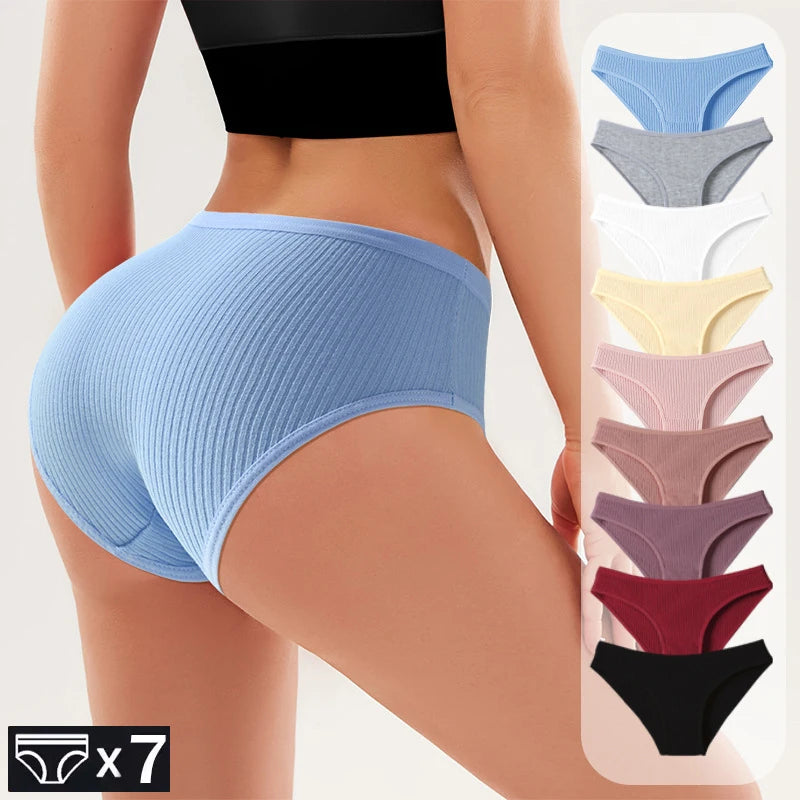 7Pcs Women's Panties Striped Briefs