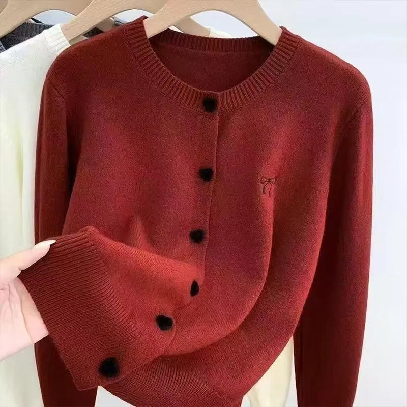 Women's Clothing Vintage Love Button Knit Cardigan