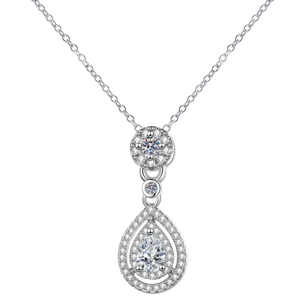 925 Sterling Silver Necklace Clavicle Chain Sparkling Zircon