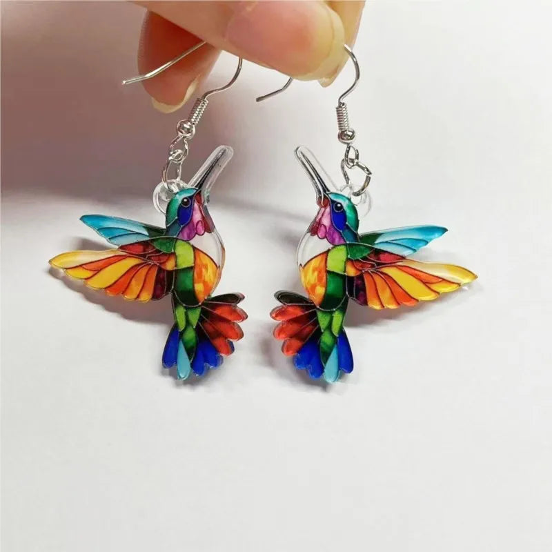 Colorful Hummingbird Stud Earrings