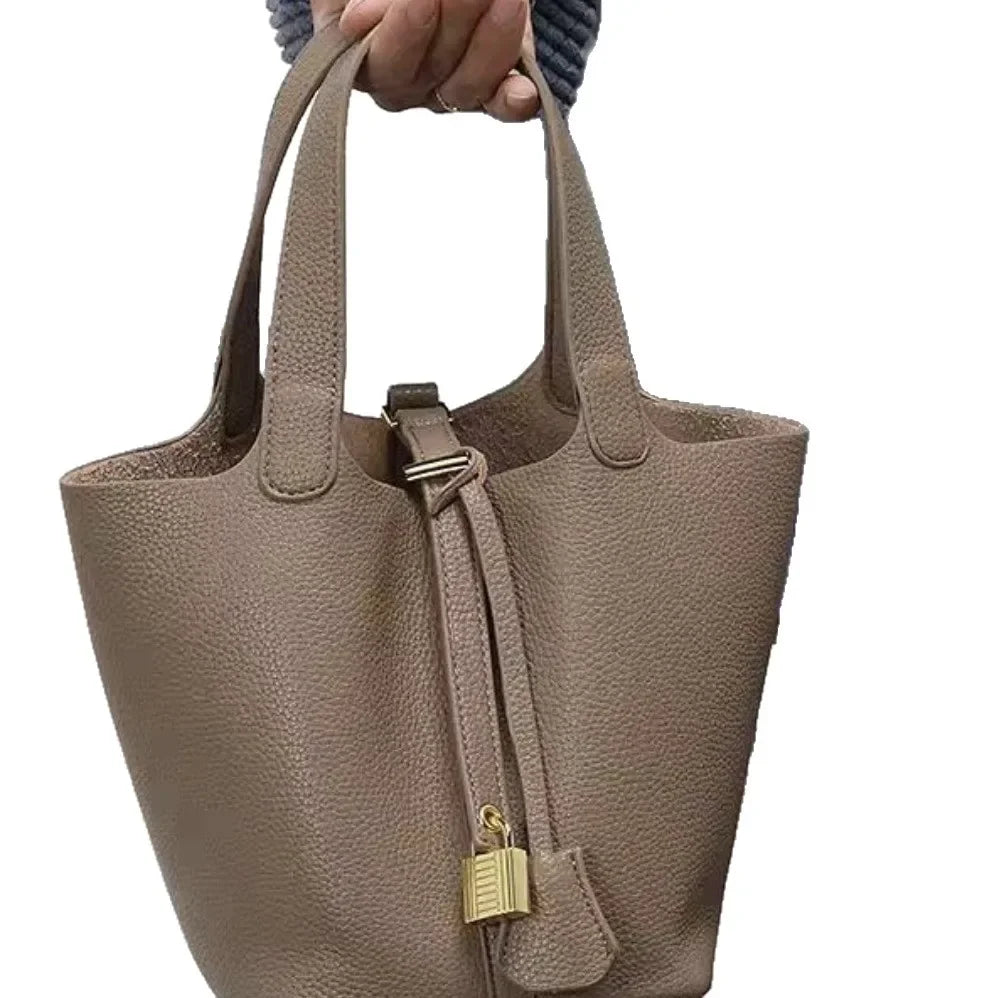 Large Capacity PU Handbag Basket Bucket Bag