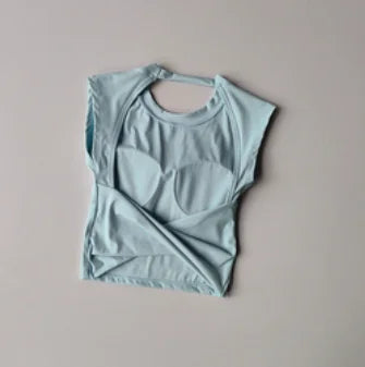 Sexy Short Backless Fixed Chest Pad Sports T-shirt