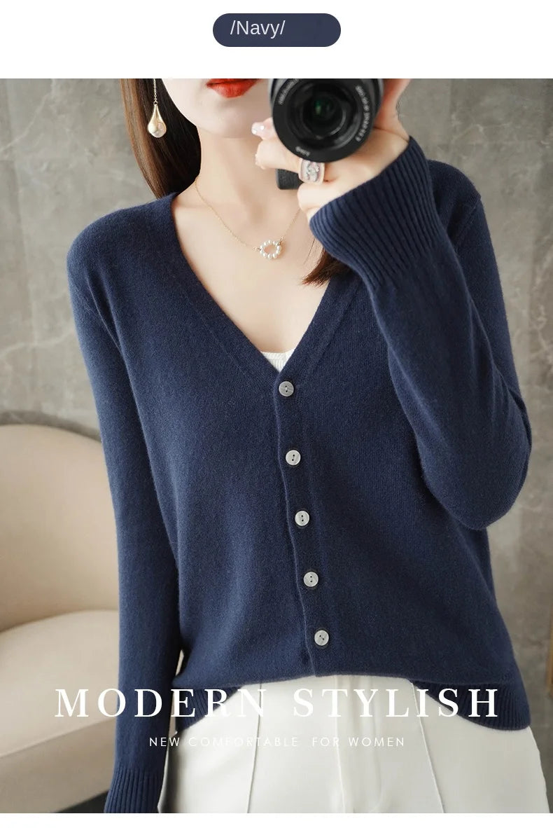 V-Neck Temperament Small Fragrant Wind Loose Sweater Sweater