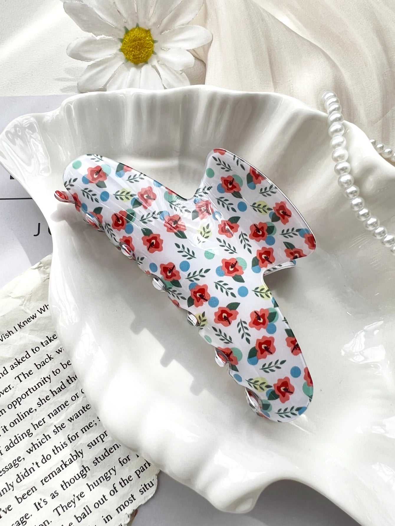 Pink Sweet Elegant Floral Cherry Hair Claw Clip Set