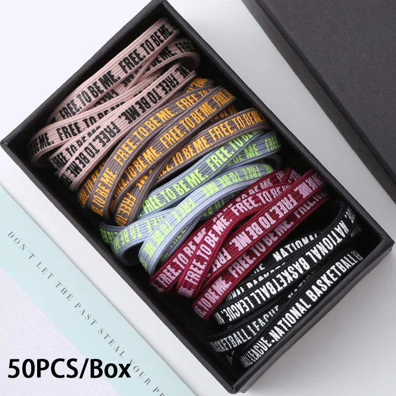 50PCS/Box Mix Colors Nylon 5CM Rubber Bands Women Safe Strong Elastic Hair Bands Ponytail Holder Girl Scrunchy Hair Accessories