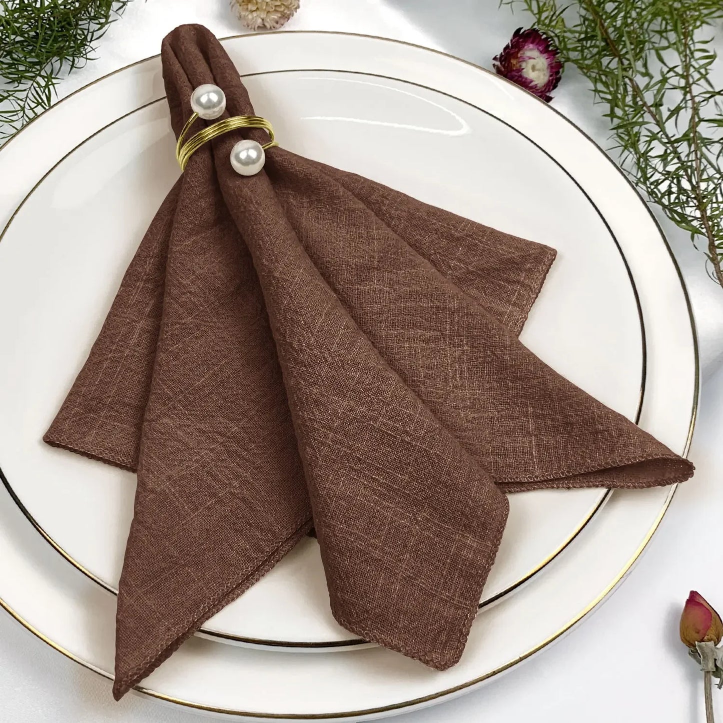 Set of 6 Cotton Cloth Napkins Gauze Sage Green 30x30cm