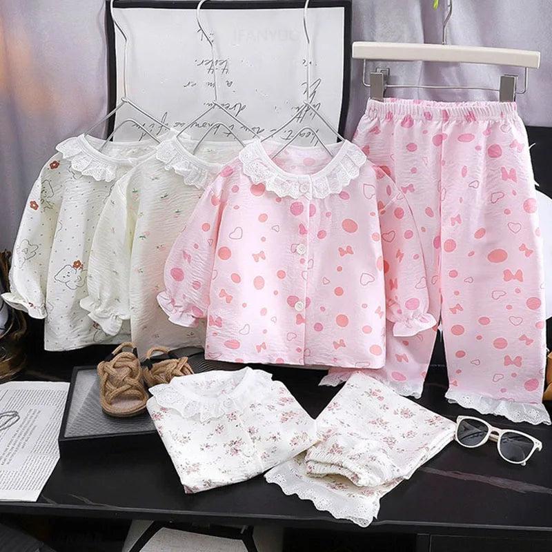 Girls Kids Home Clothes Set New Loose