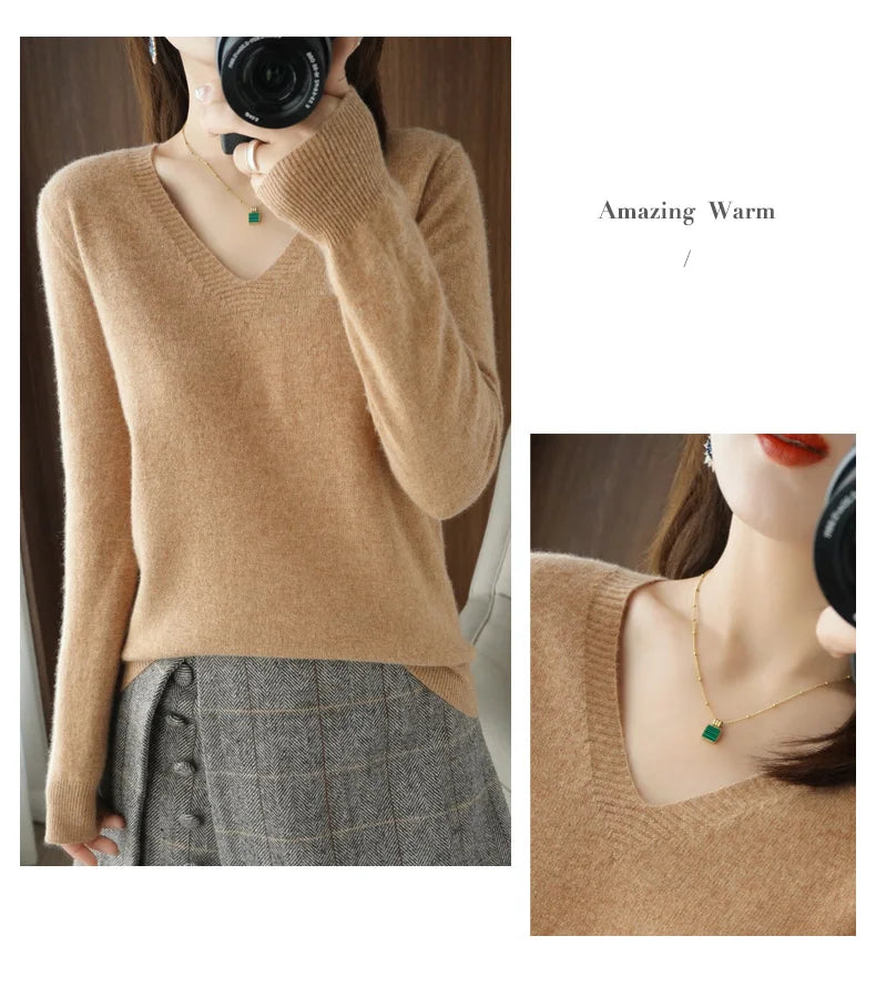 New Cashmere Women's V-neck Pullover