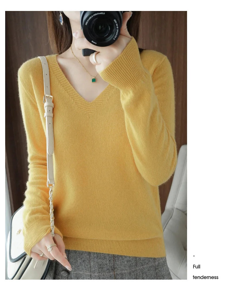 New Cashmere Women's V-neck Pullover