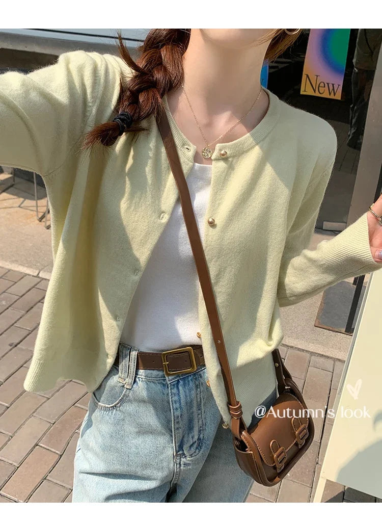 Solid Color Knitted for Women Cardigan