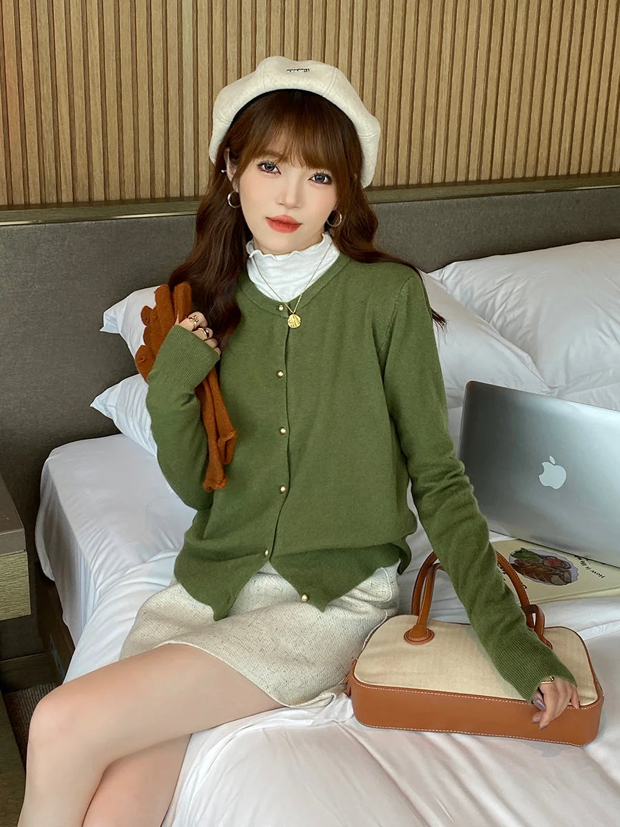 Solid Color Knitted for Women Cardigan