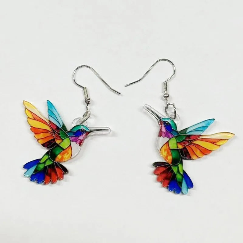 Colorful Hummingbird Stud Earrings