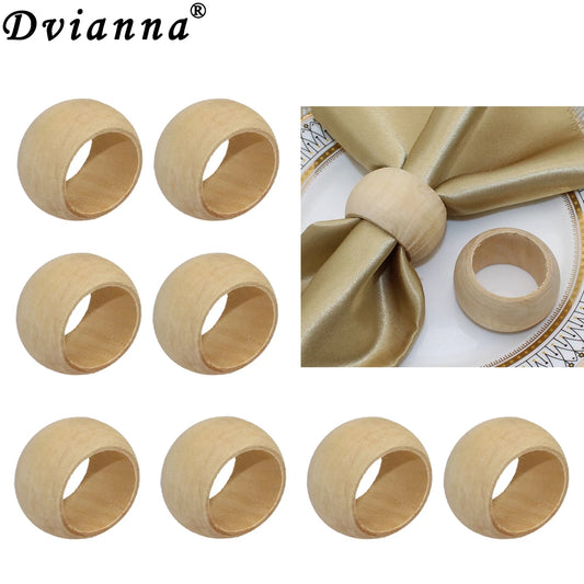 8Pcs Wood Napkin Rings Handmade Wooden