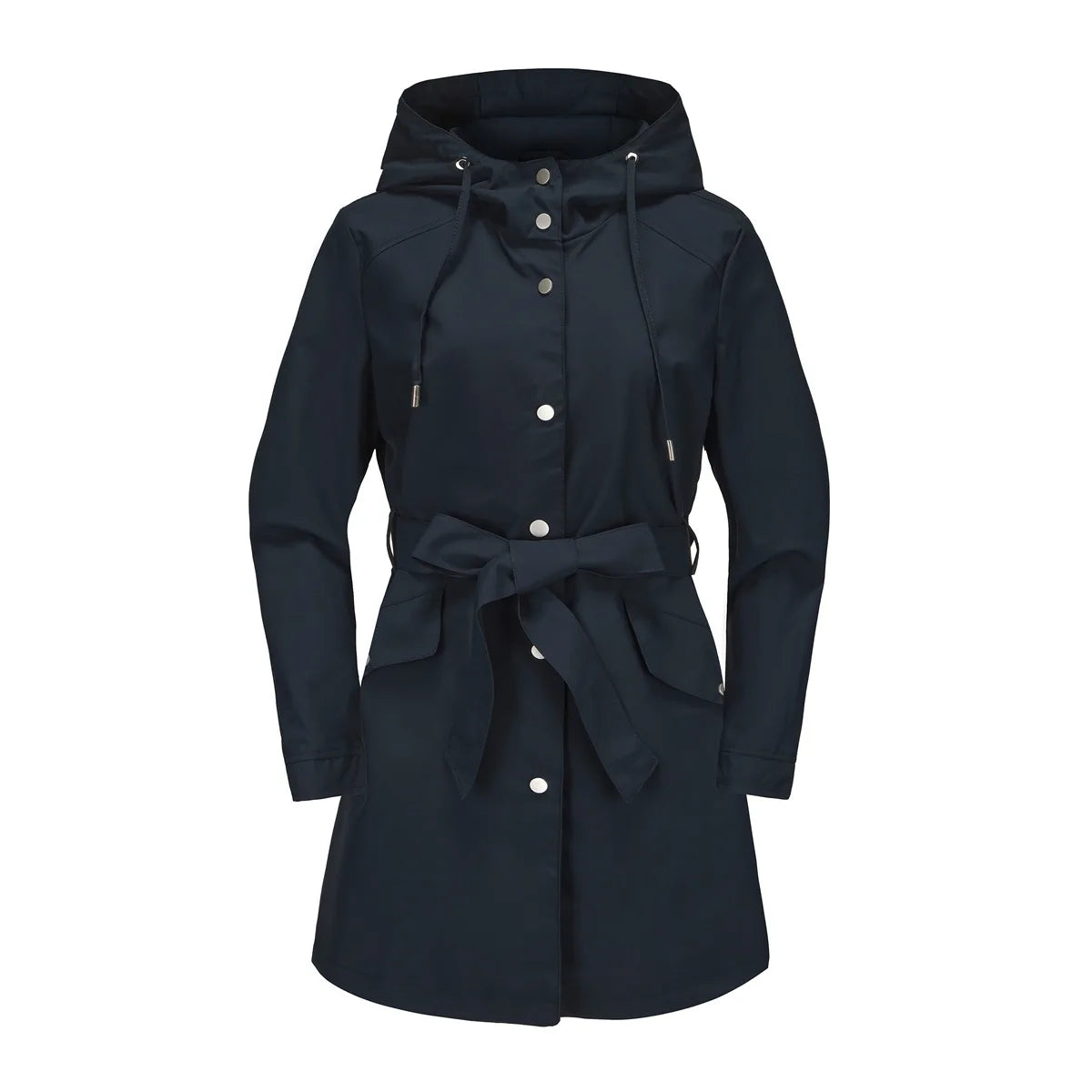 Hooded Water-repellent Jacket with Belt Thin Casual Loose Trench Coat