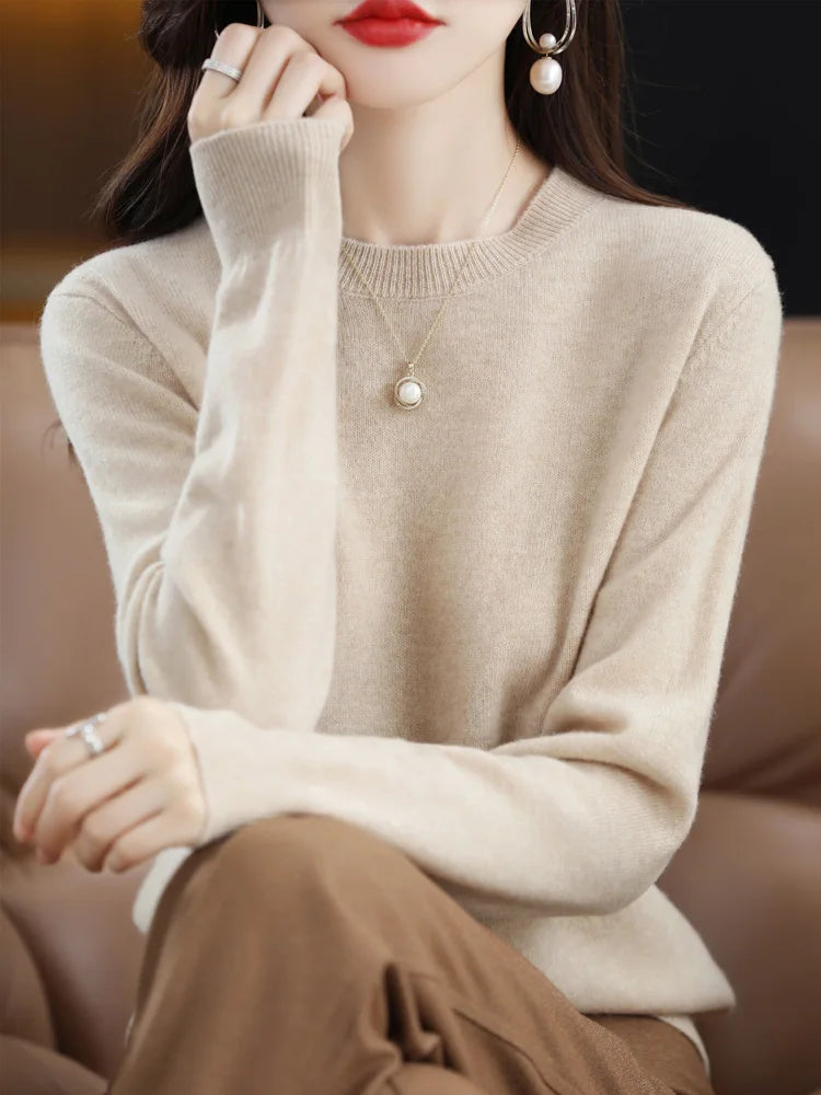 Fashion 100% Merino Wool Sweater Elegant Cashmere P