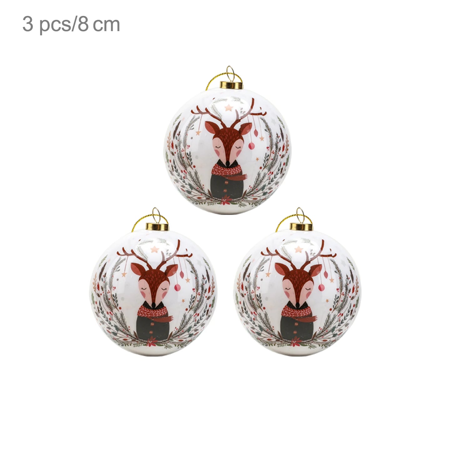 3pcs 8cm Christmas Balls Original Gifts Christmas Decoration 2024 Christmas Tree Decorations Gift Decoration Pendants Baubles