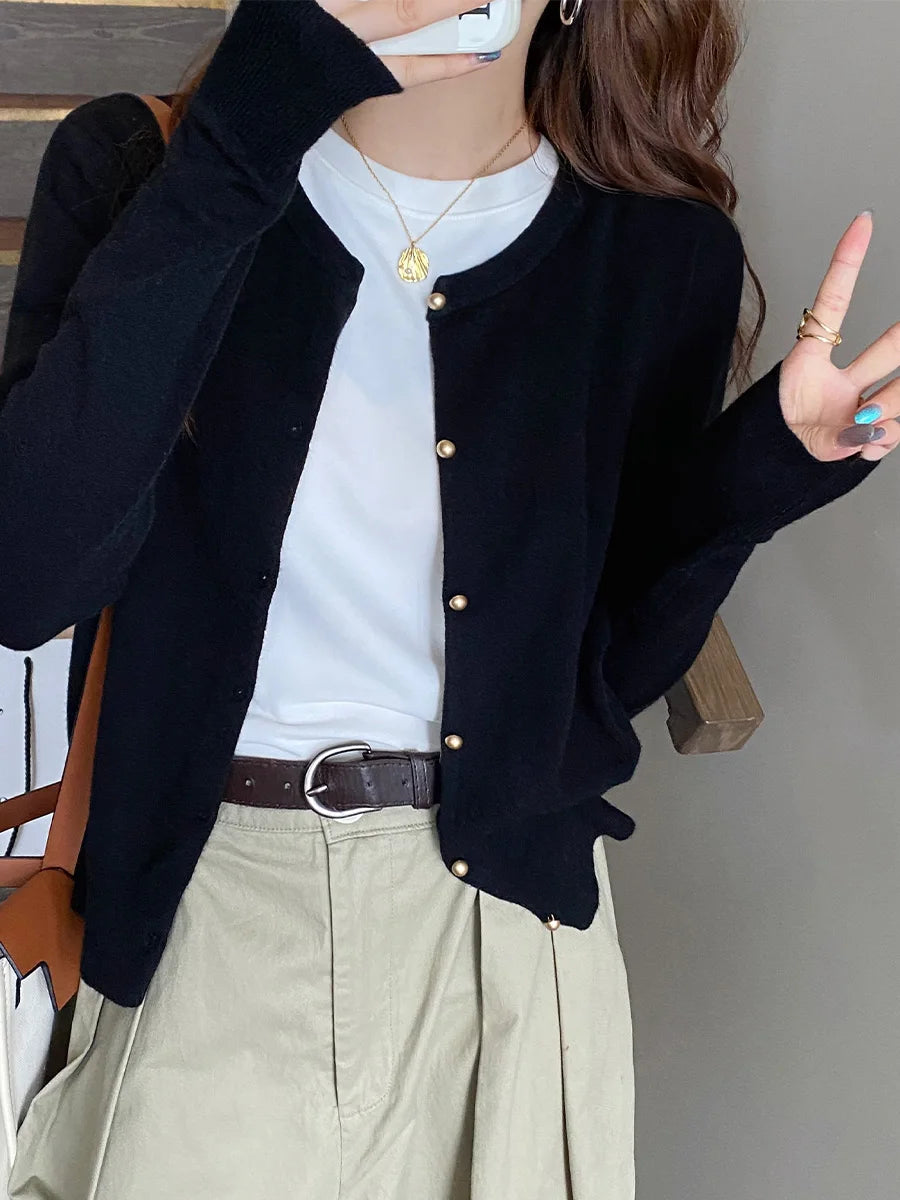 Solid Color Knitted for Women Cardigan