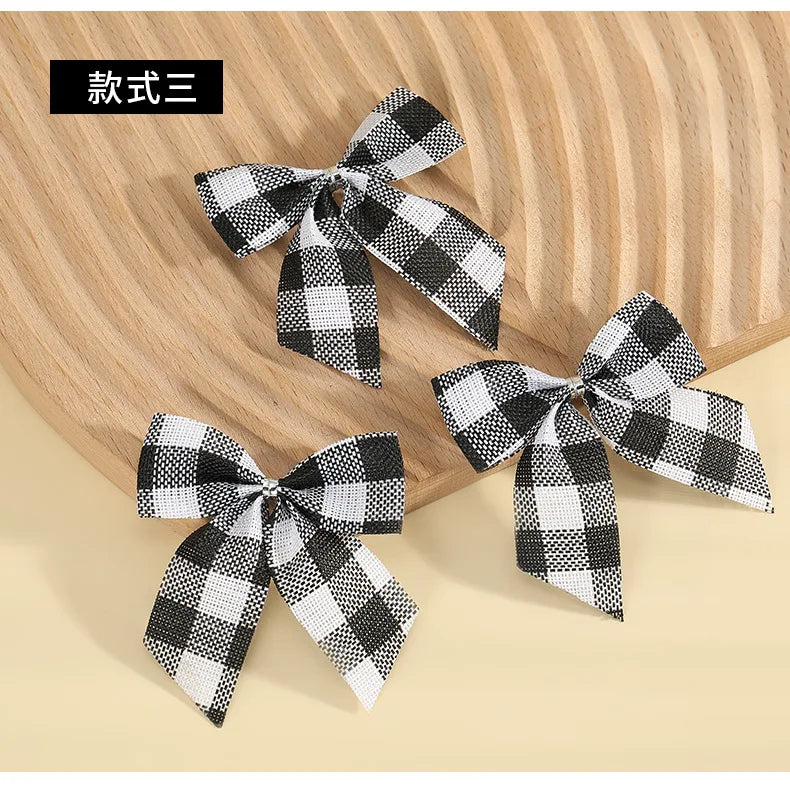 24/5pcs Christmas Bows Christmas Ornaments Gold Red Bows Christmas Tree Ornaments 2025 New Year Decorations Mini Bows Gift Wrap