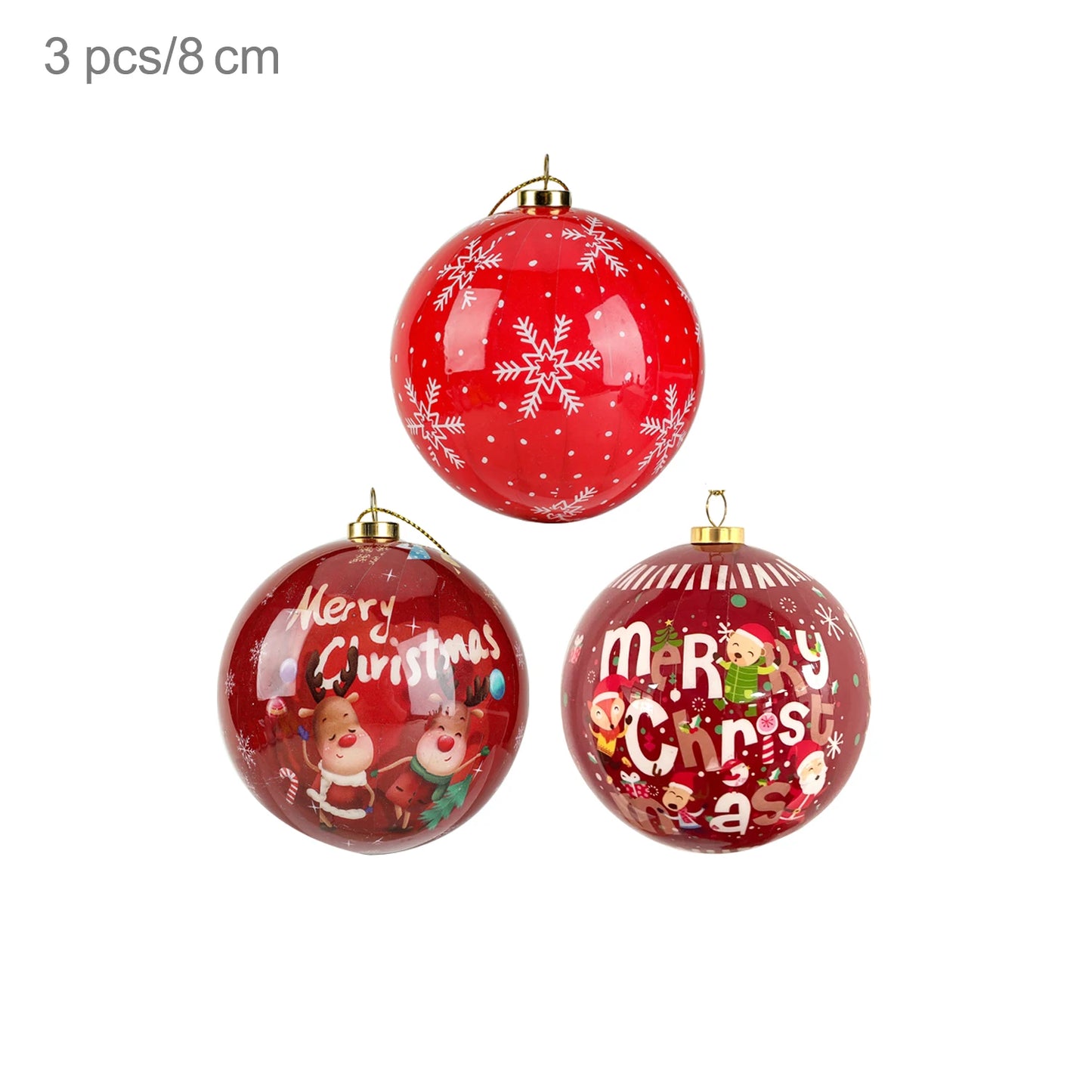 3pcs 8cm Christmas Balls Original Gifts Christmas Decoration 2024 Christmas Tree Decorations Gift Decoration Pendants Baubles