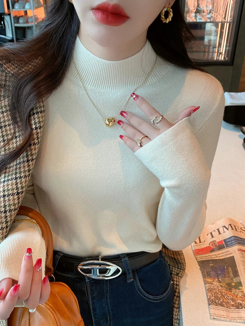 Turtleneck Sweater Women Knitted Pullovers Long Sleeve