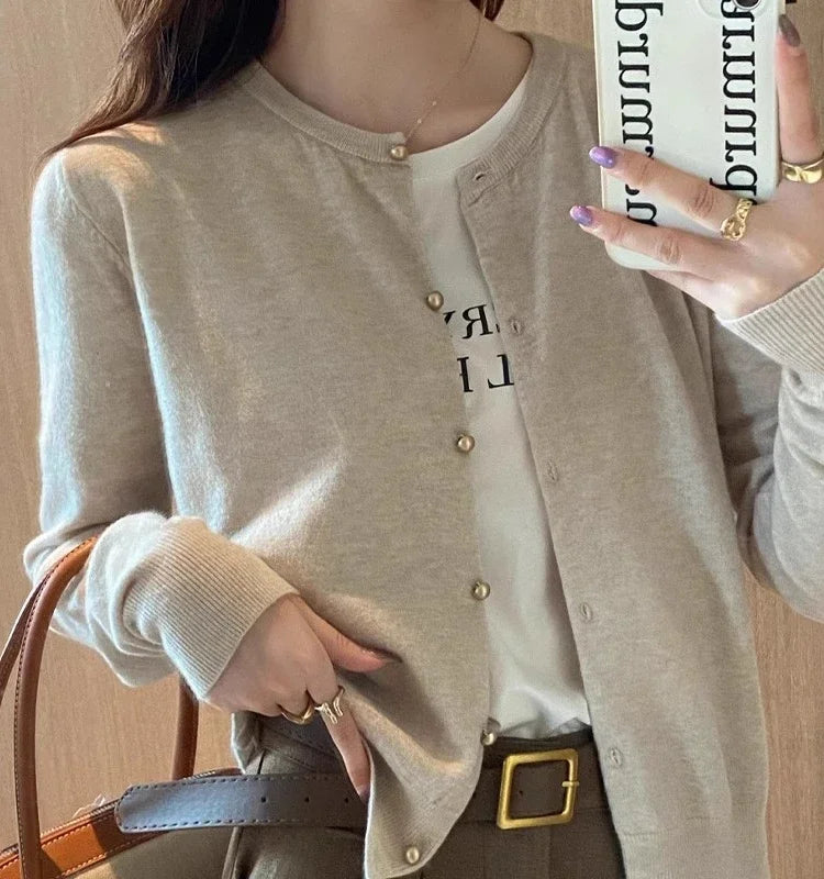 Solid Color Knitted for Women Cardigan
