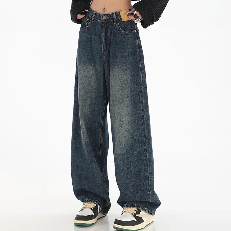 Woman High Waist Slim Fit Wide Leg Jeans